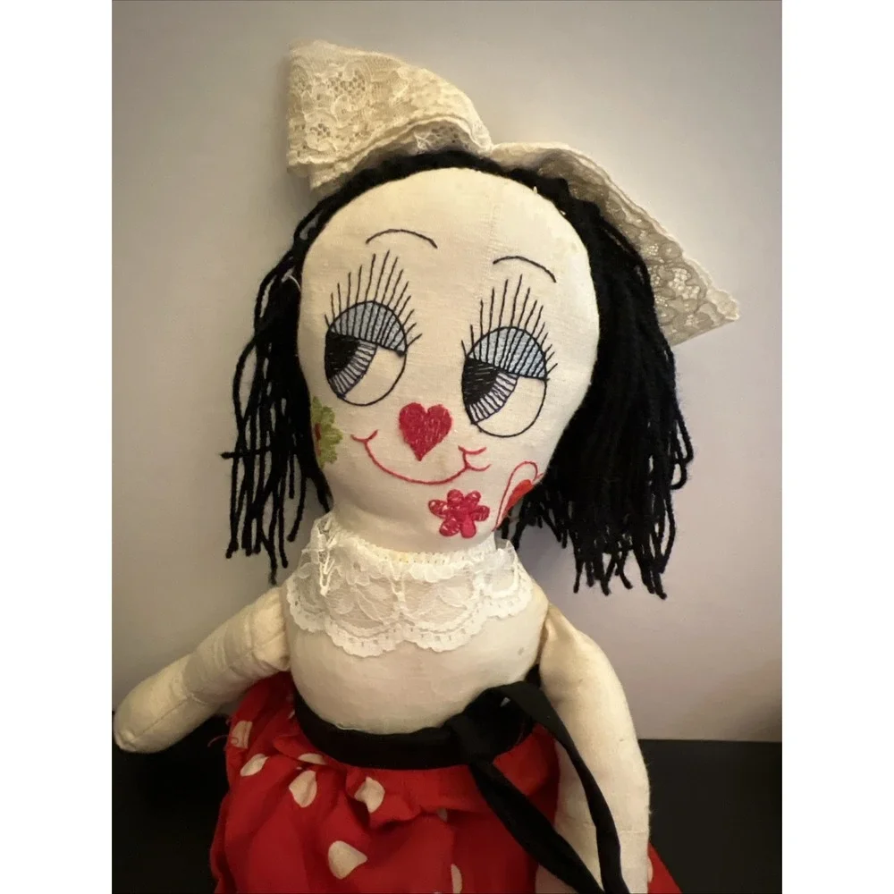 Vintage Georgia Charuhas Rag‎ Doll Mexican Artist Heart Cheeks Sweethearts 16